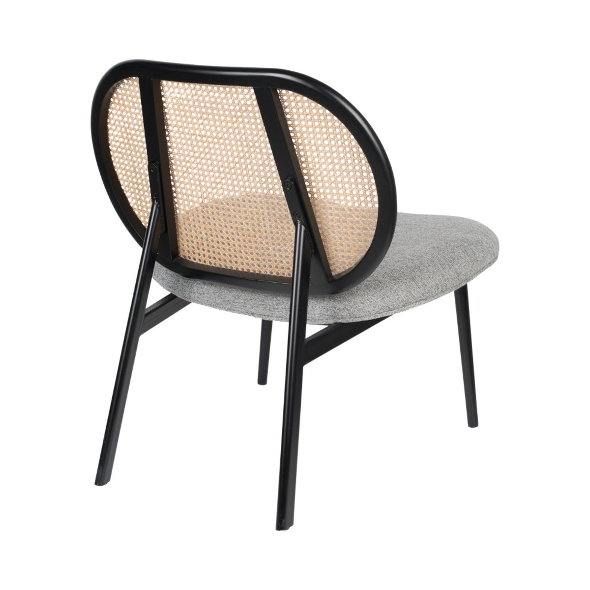 Fauteuil lounge en tissu et cannage - SPIKE gris, ZUIVER