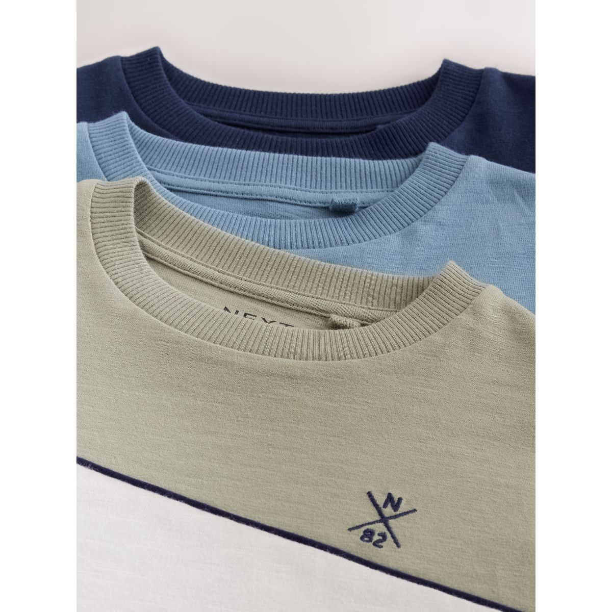 T-shirt manches longues, lot de 3 vert/bleu/marine, NEXT