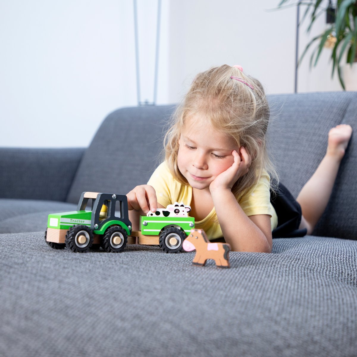 Tracteur avec remorque et animaux vert, NEW CLASSIC TOYS
