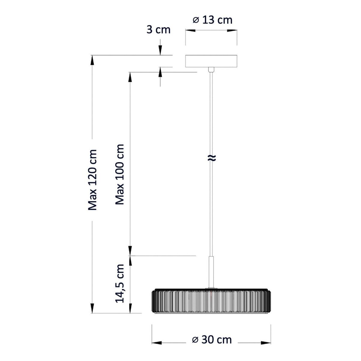 Suspension LED verre cannelé - DAMIAN transparent et noir, KOSILUM