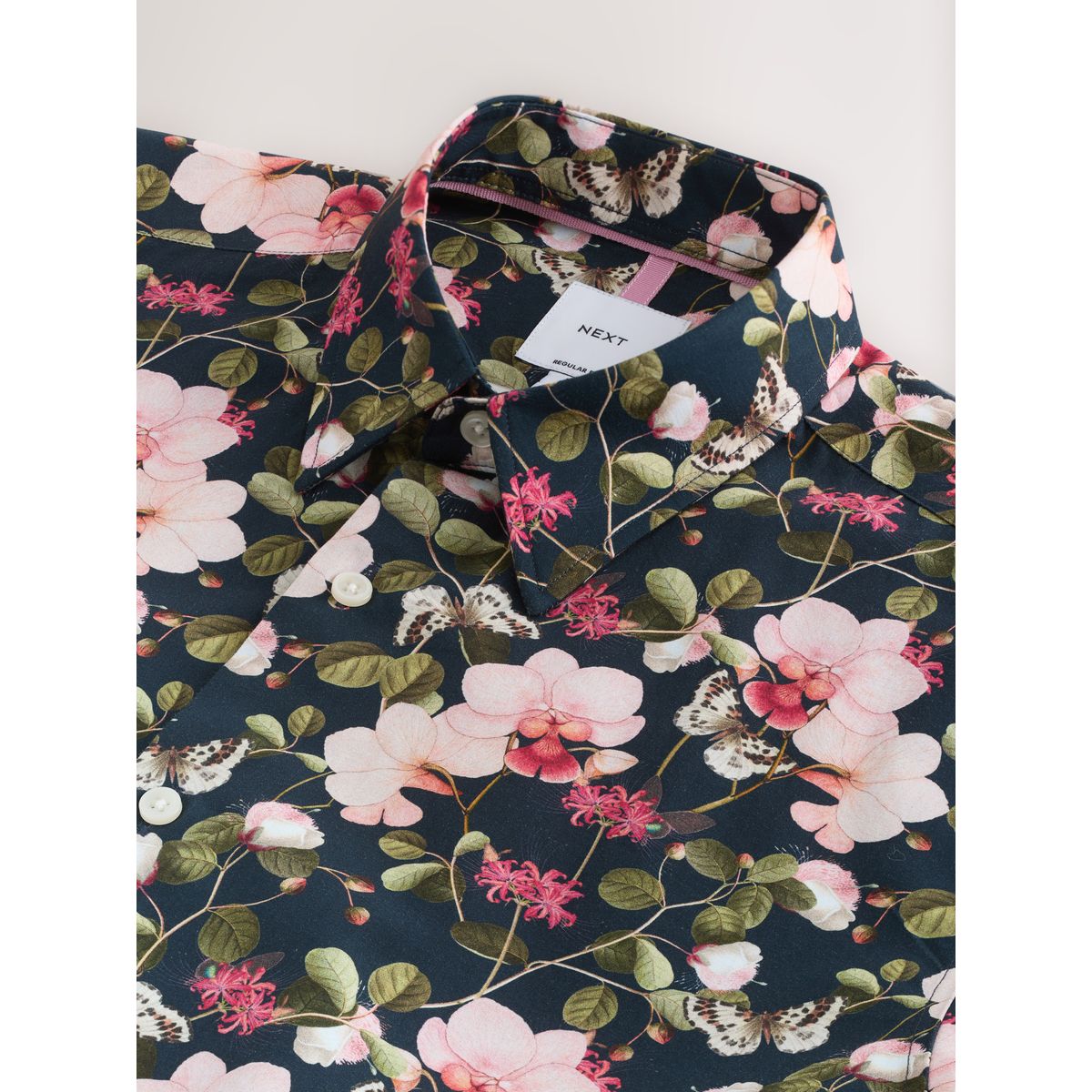 Chemise manches courtes imprimée kew garden bleu marine/imprimé floral rose, NEXT