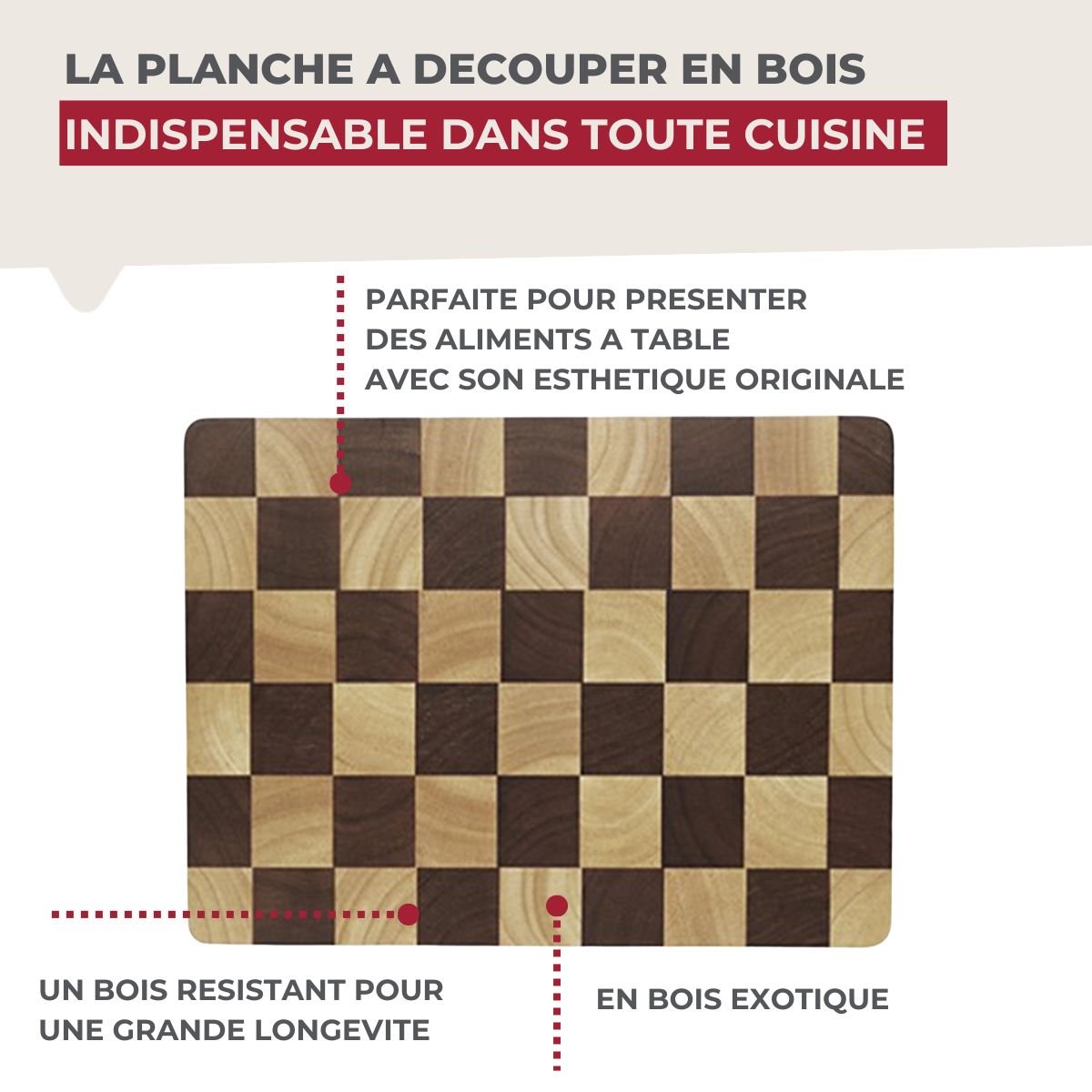 Planche à découper en hévéa BOISSELLERIE brun, FACKELMANN
