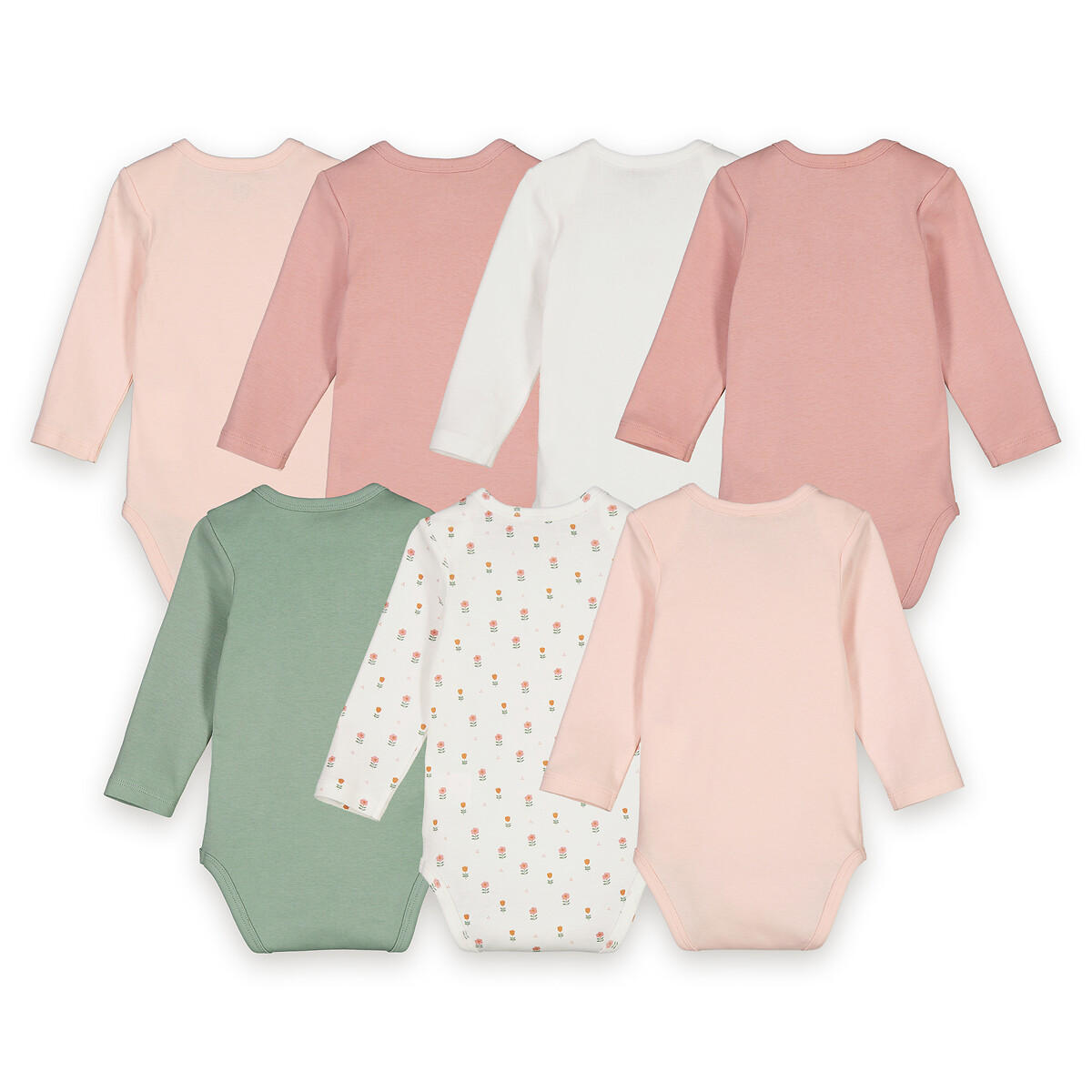 Lot de 7 bodies manches longues assortis, LA REDOUTE COLLECTIONS