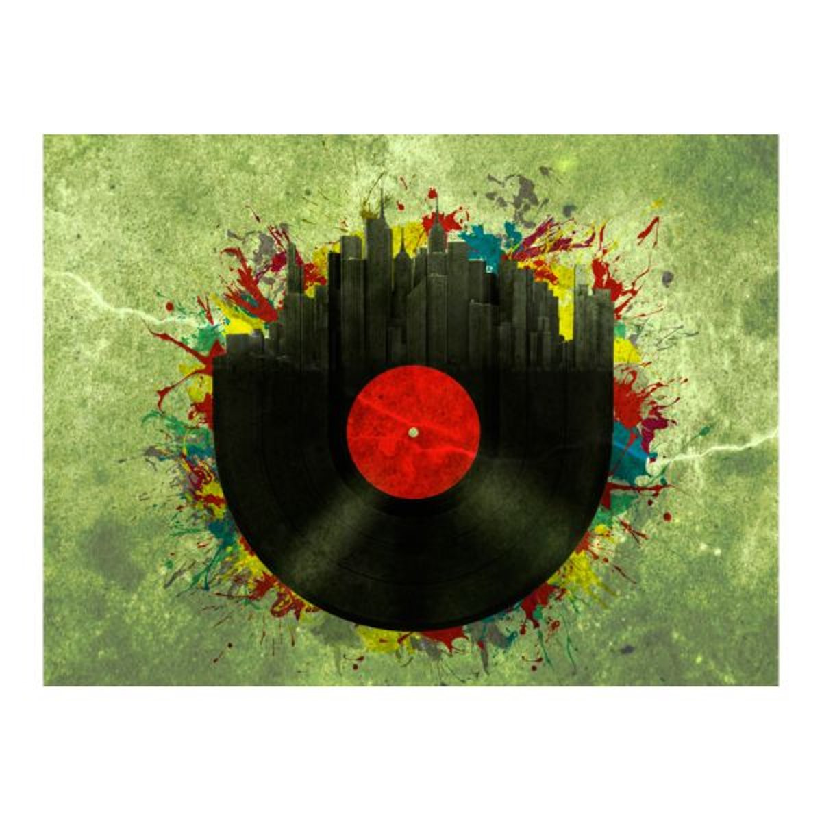 Papier peint intissé panoramique Hobby Colorful melodies of the city vert, EDEN