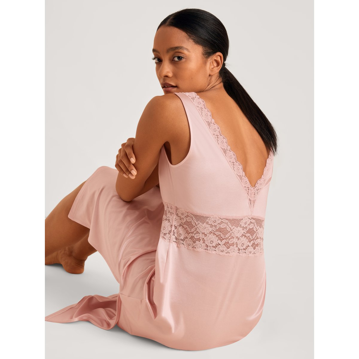 Chemise de nuit, longueur 120cm, Cradle to Cradle Certified® sans manches Viscose 100% NATURE ROMANCE rose pêche, CALIDA