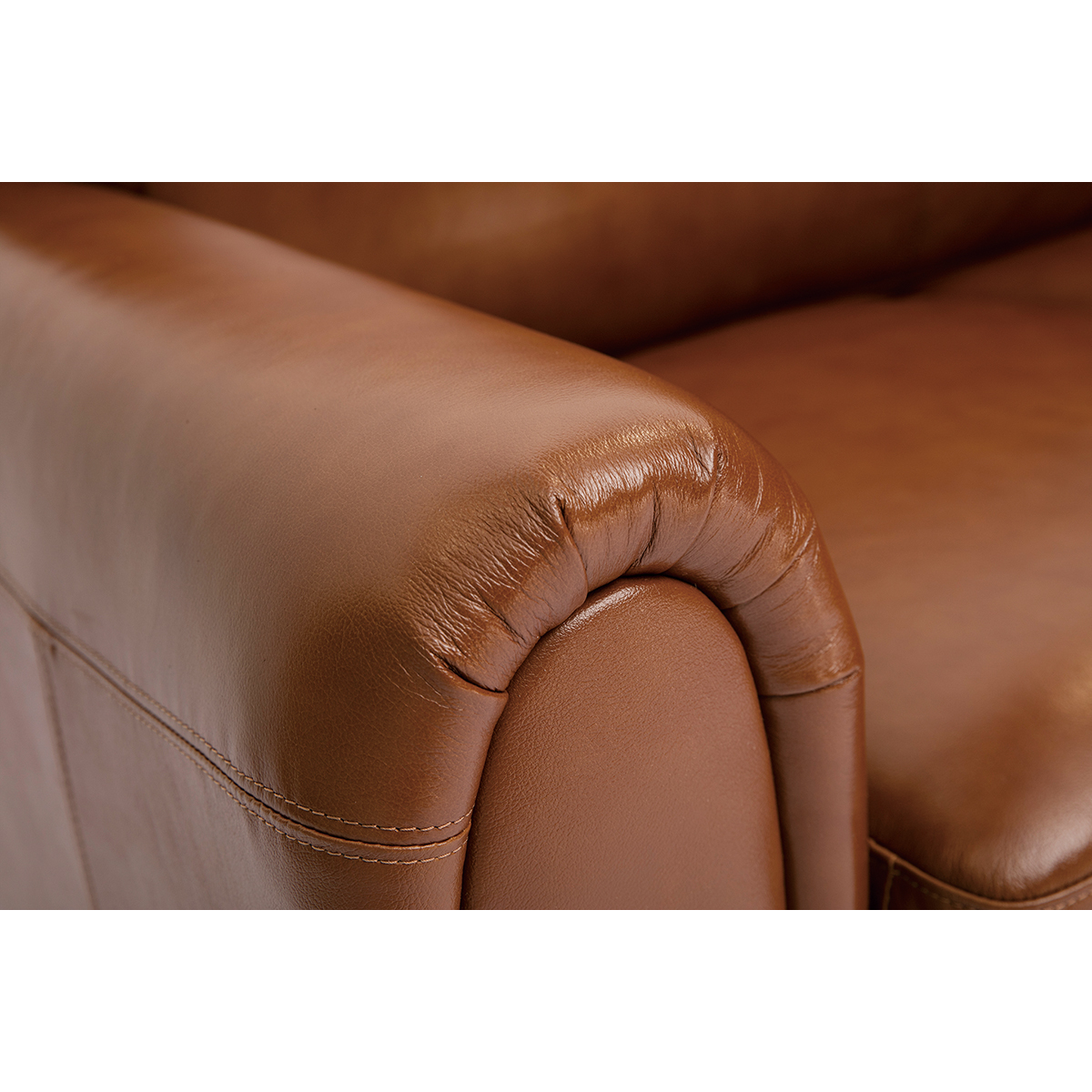Canapé cuir vintage 2 places marron et bois noir CLUB marron, MILIBOO