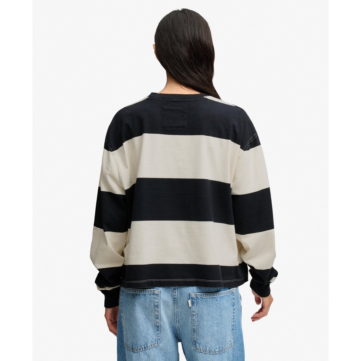 Sweat Athletic Essentials Rayé Coupe Oversize bleu, SUPERDRY