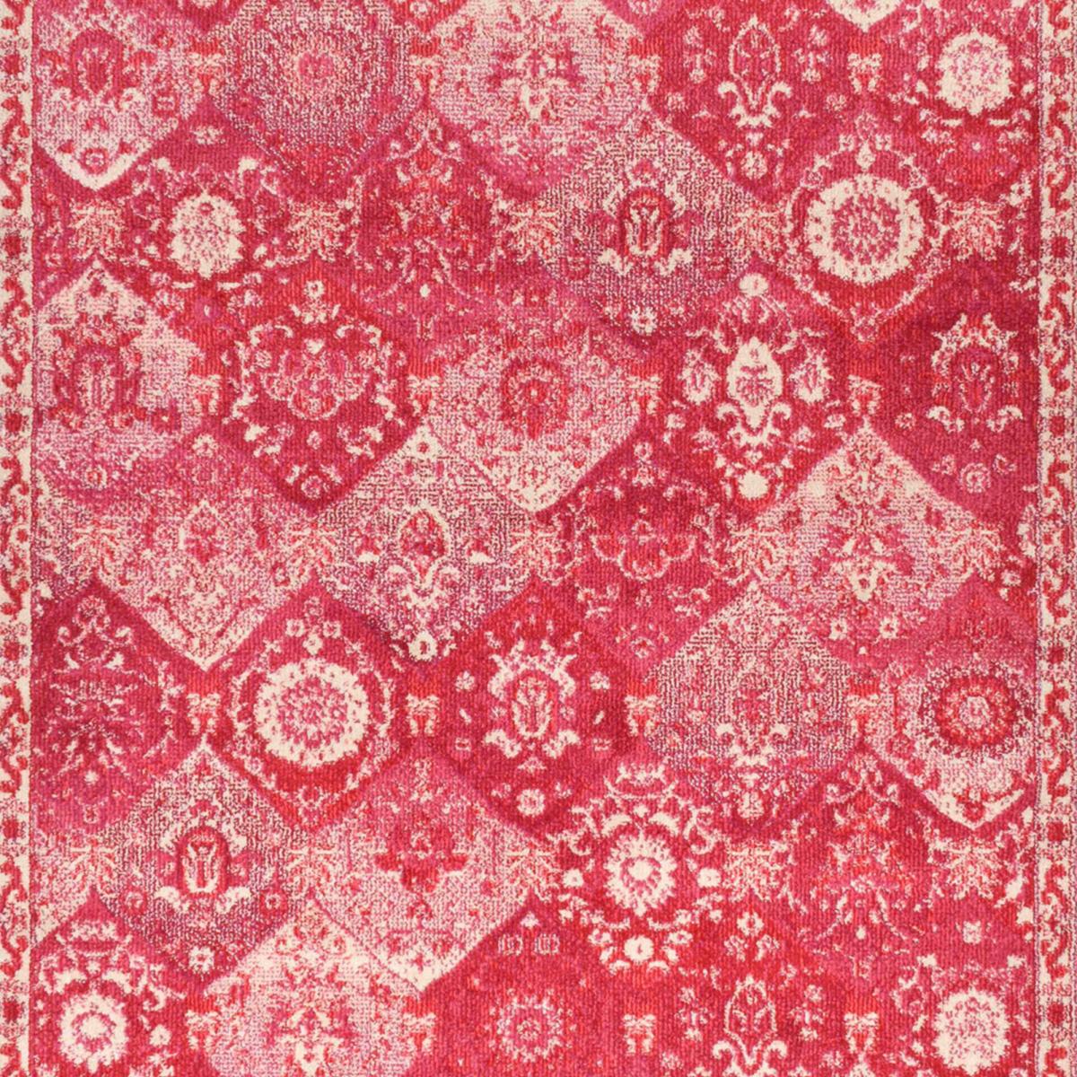 Tapis orient tissé motif traditionnel OLNA rose, blanc, UN AMOUR DE TAPIS