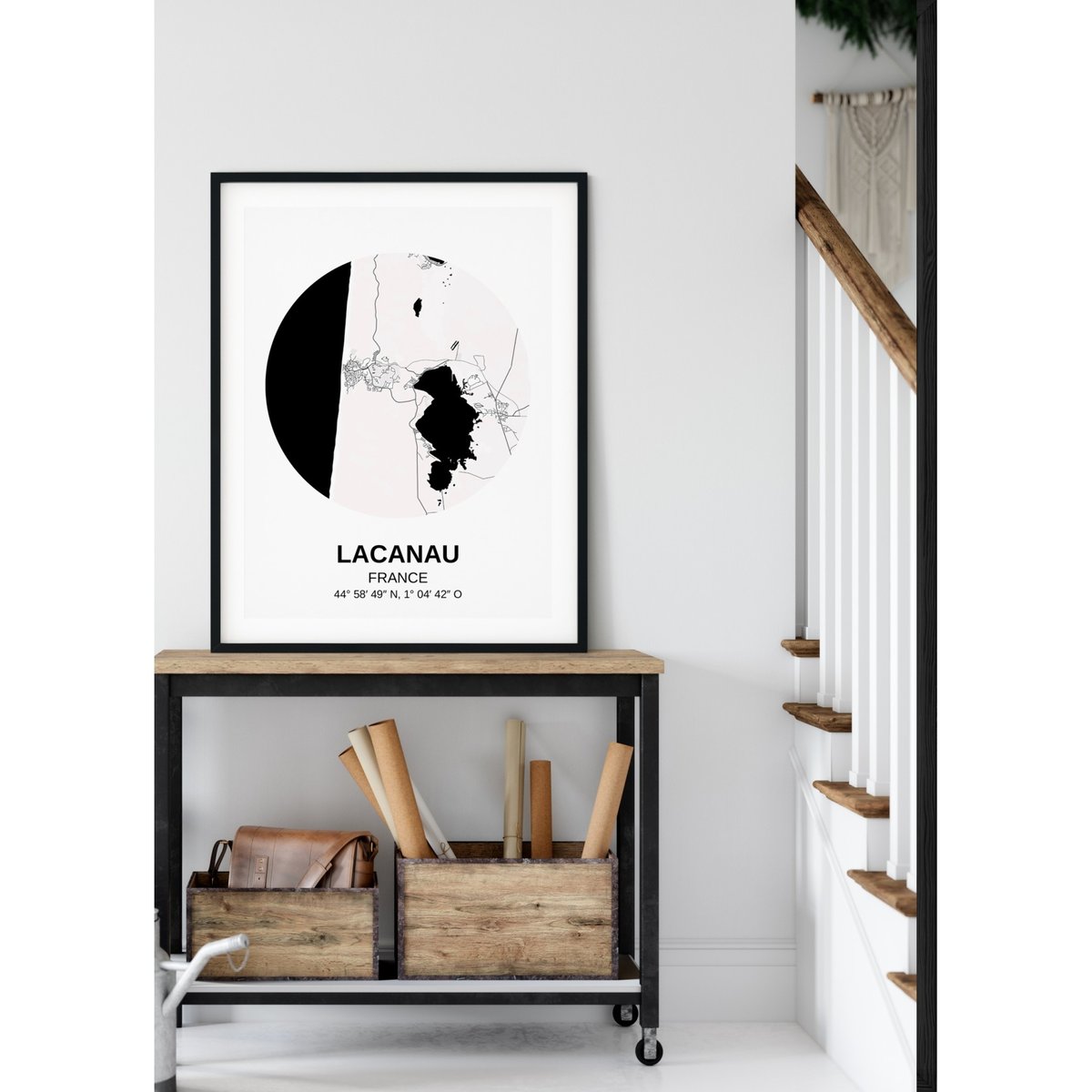 Affiche Carte Lacanau blanc, L'AFFICHERIE