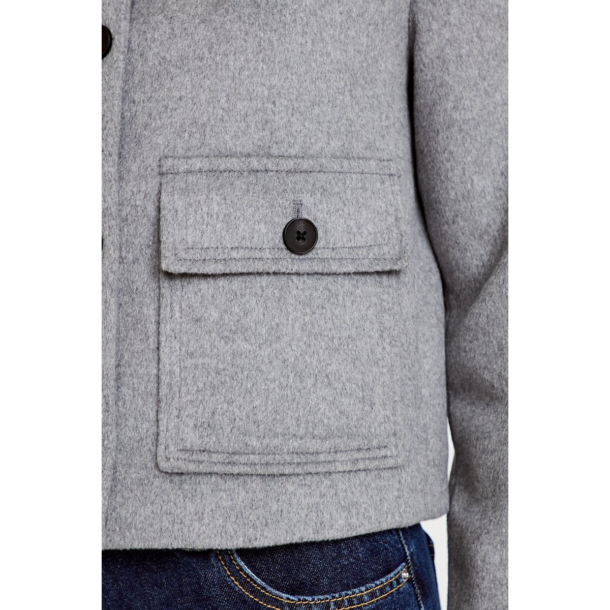 Veste courte aspect laineux gris, CACHE CACHE