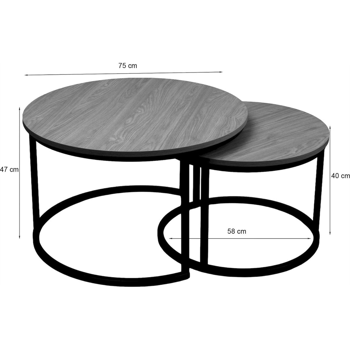 Duo de tables basses gigognes en métal COMPLLE cachemire, RECOLLECTION
