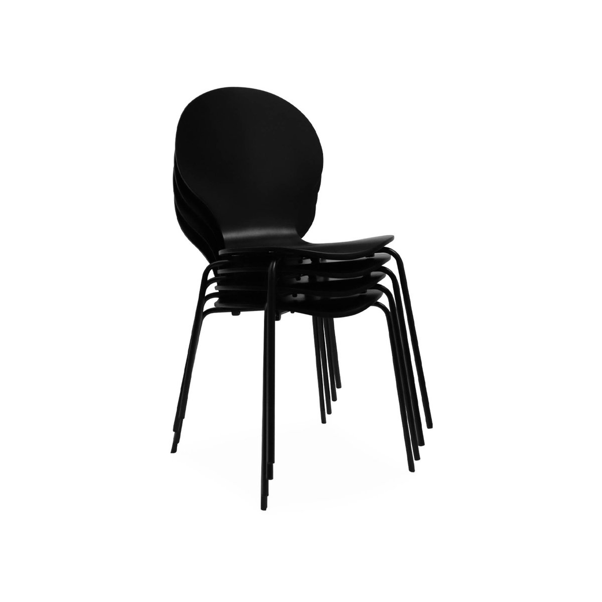 Chaise rétro empilables bois d'hévéa et contreplaqué (lot de 4) NAOMI noir, SWEEEK