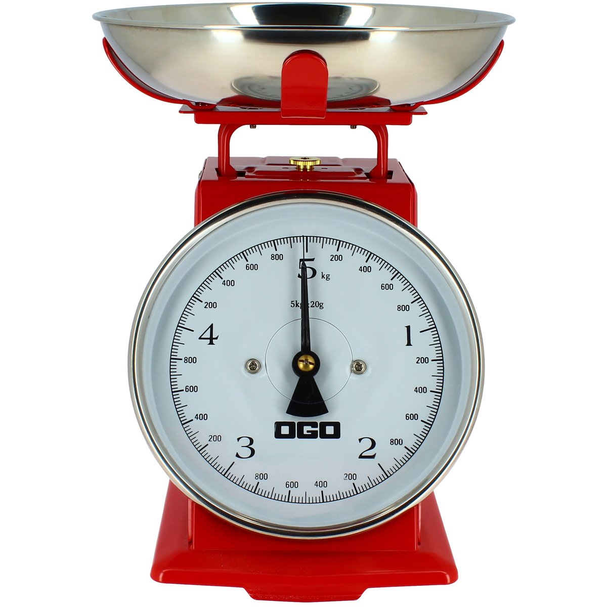 Balance de cuisine mécanique en inox rouge, OGO LIVING