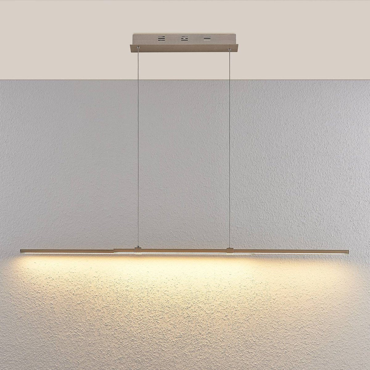 Suspension en métal moderneLED, Tymon givré, nickel satiné, LUCANDE