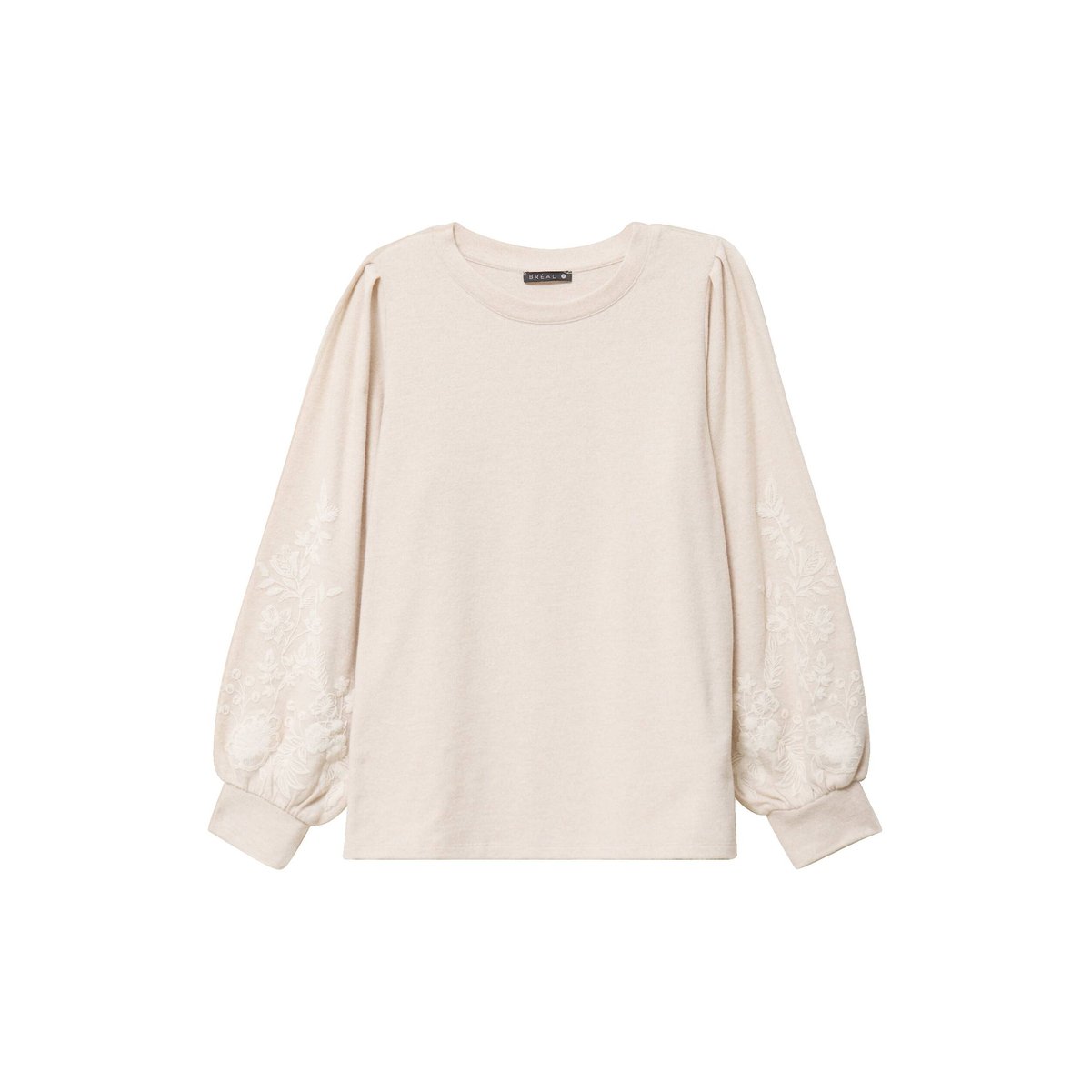 Pull duveteux col rond manches longues creme, BREAL