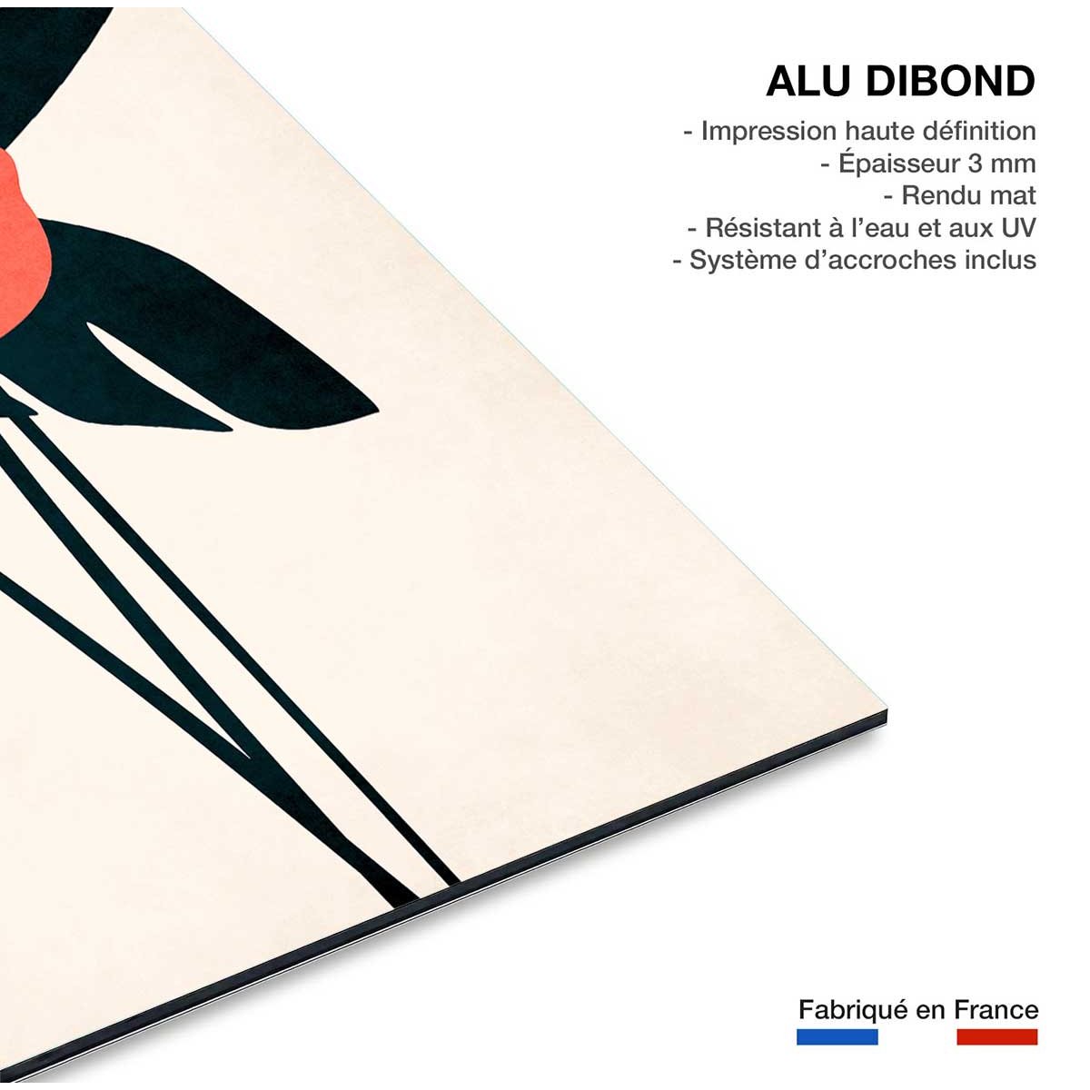 Tableau Coeur de fleurs tableau alu dibond, HEXOA