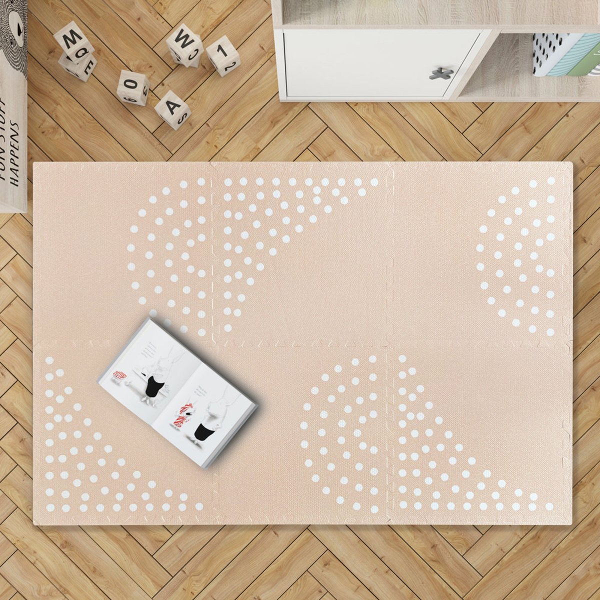 Tapis puzzle éducatif motif de points 6 pièces beige, MEOW BABY