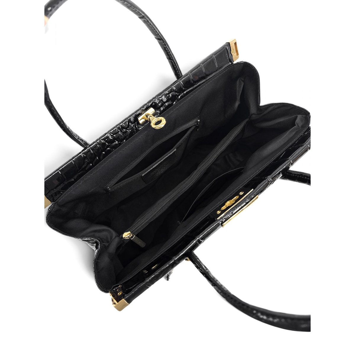 Sac à main en cuir à motif crocodile TROCADERO CROCO noir, OH MY BAG