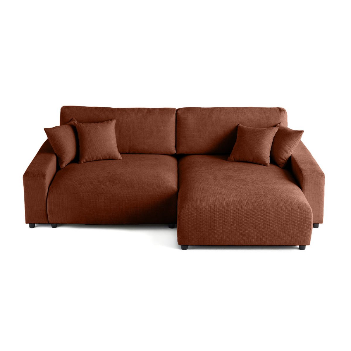 Canapé d'Angle Convertible 4 places - PIVOINE terracotta, BEST MOBILIER