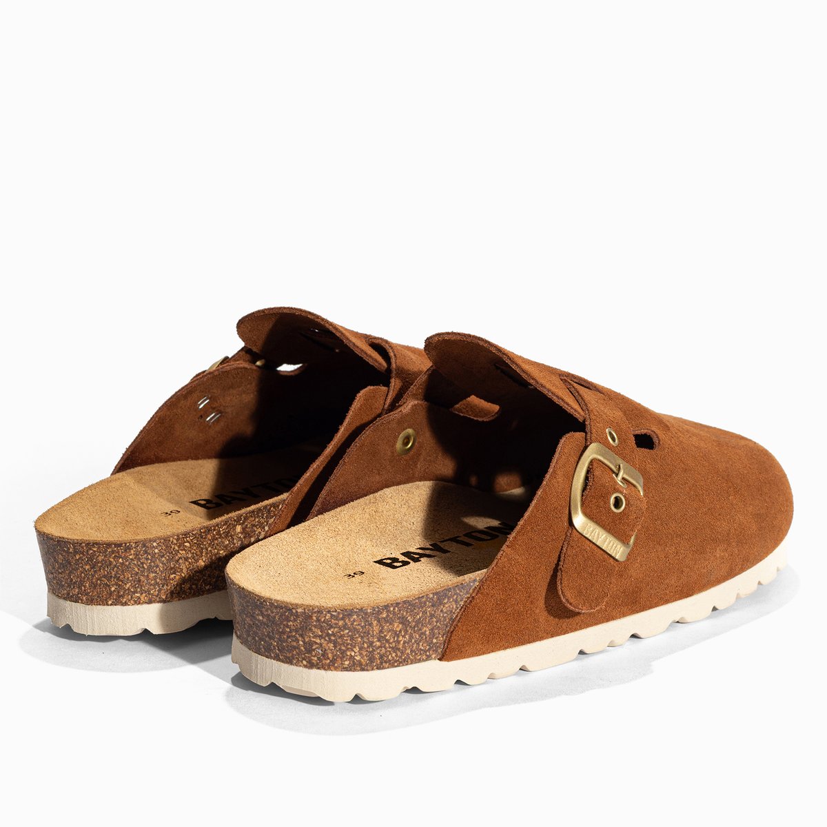 Mule en cuir suédé MILKY camel, BAYTON