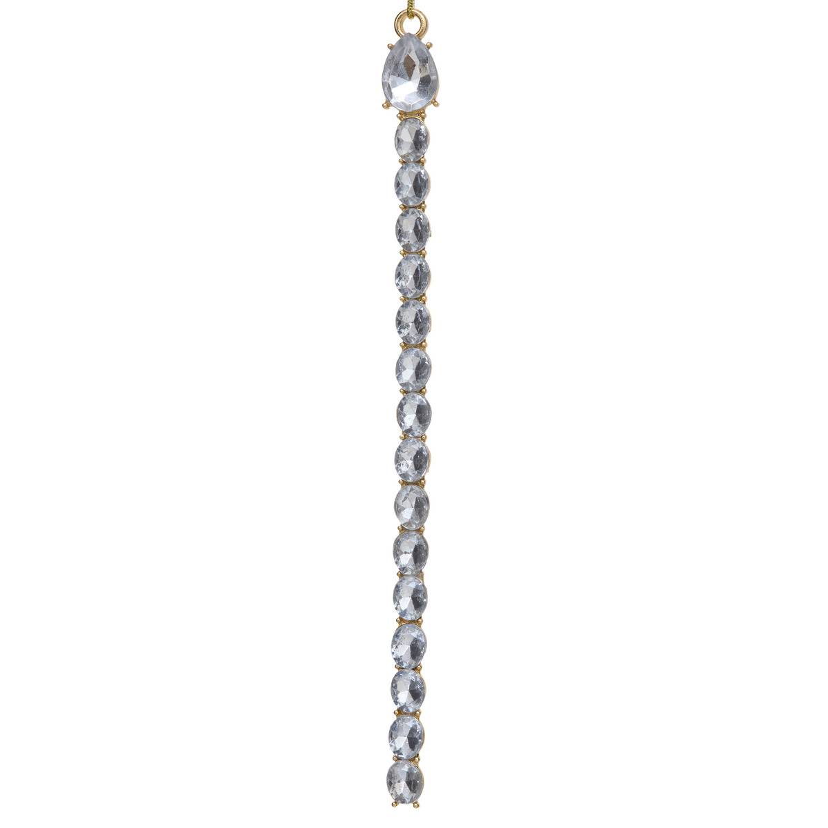 Lot de 2 suspensions de sapin chaîne strass en métal 18 cm argent, FEERIC LIGHTS & CHRISTMAS
