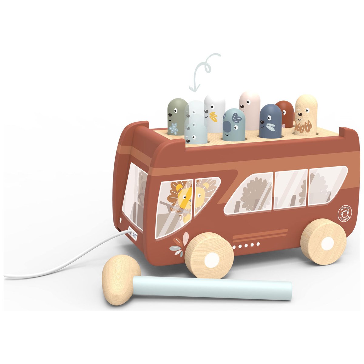 Jeu d'encastrement taptap bus multicolore, SPEEDY MONKEY
