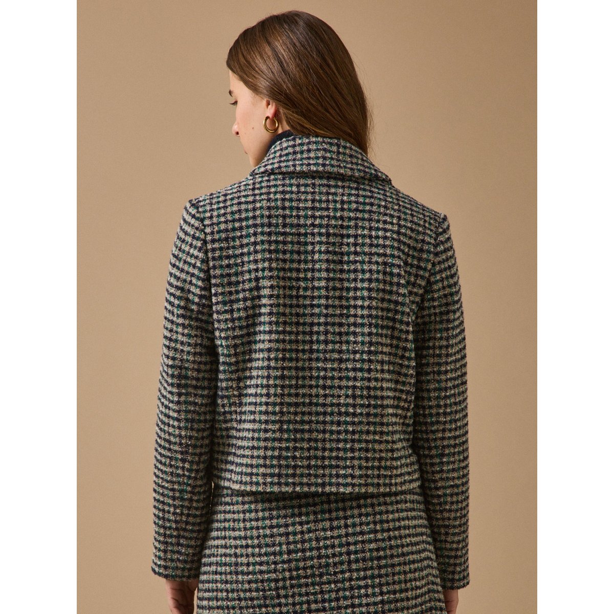 Veste tweed carreaux carreaux marine/vert, CYRILLUS
