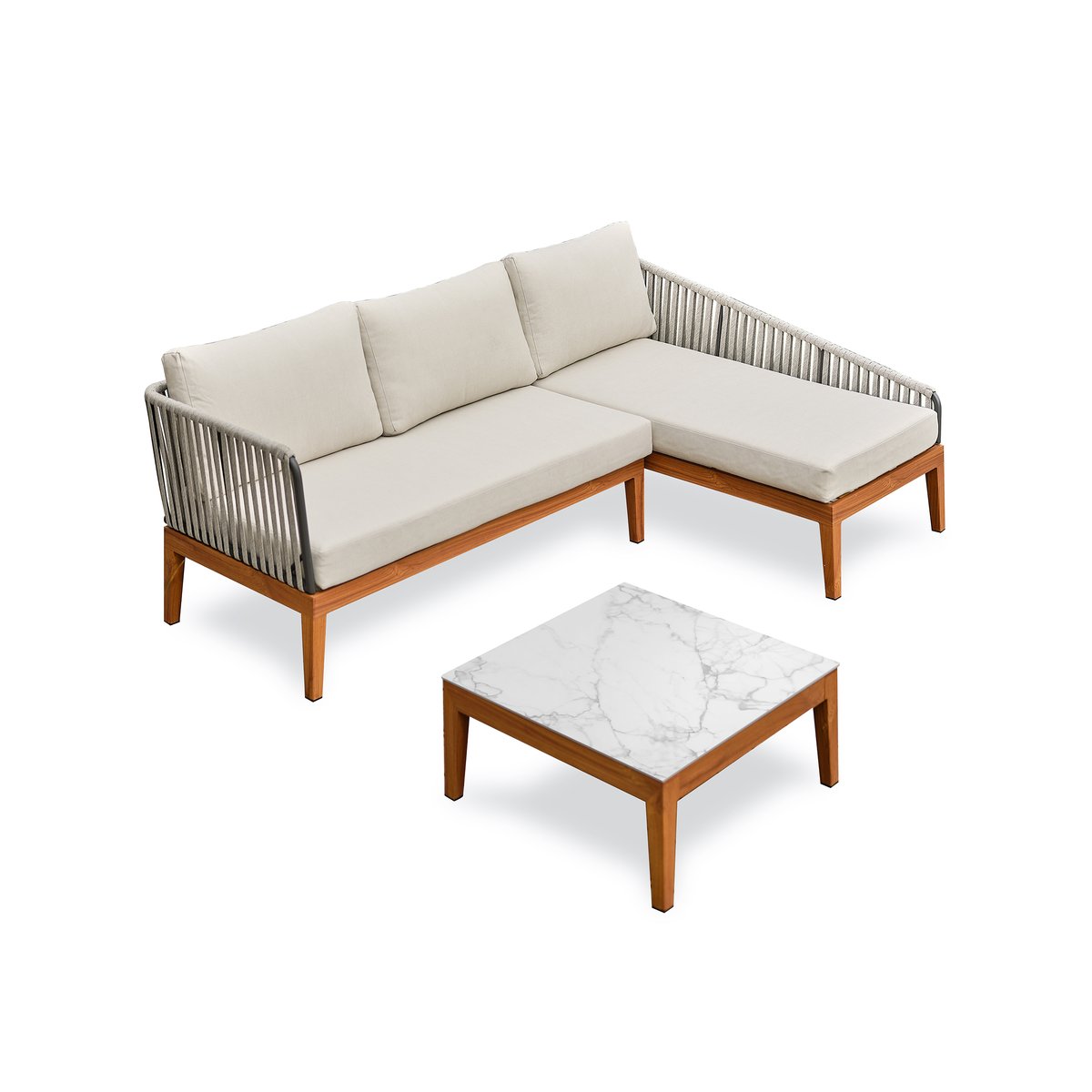 Salon de jardin bas 4 places - ALPHI marron, REMARQUABLE