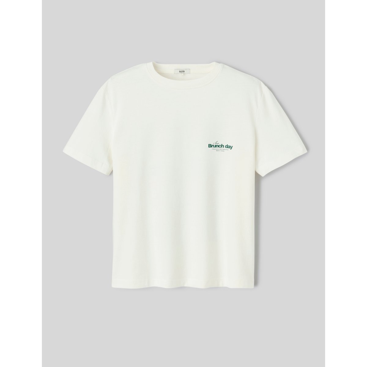 T-shirt imprimé manches courtes blanc écru, BZB
