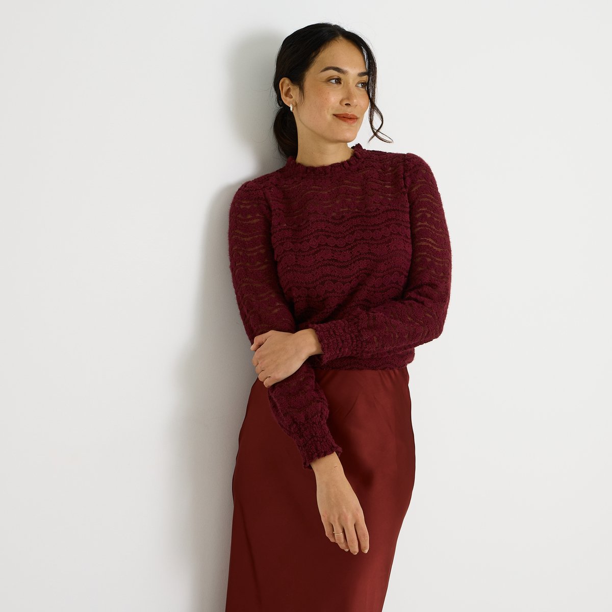 Blouse col victorien orange bordeaux, GRAIN DE MALICE
