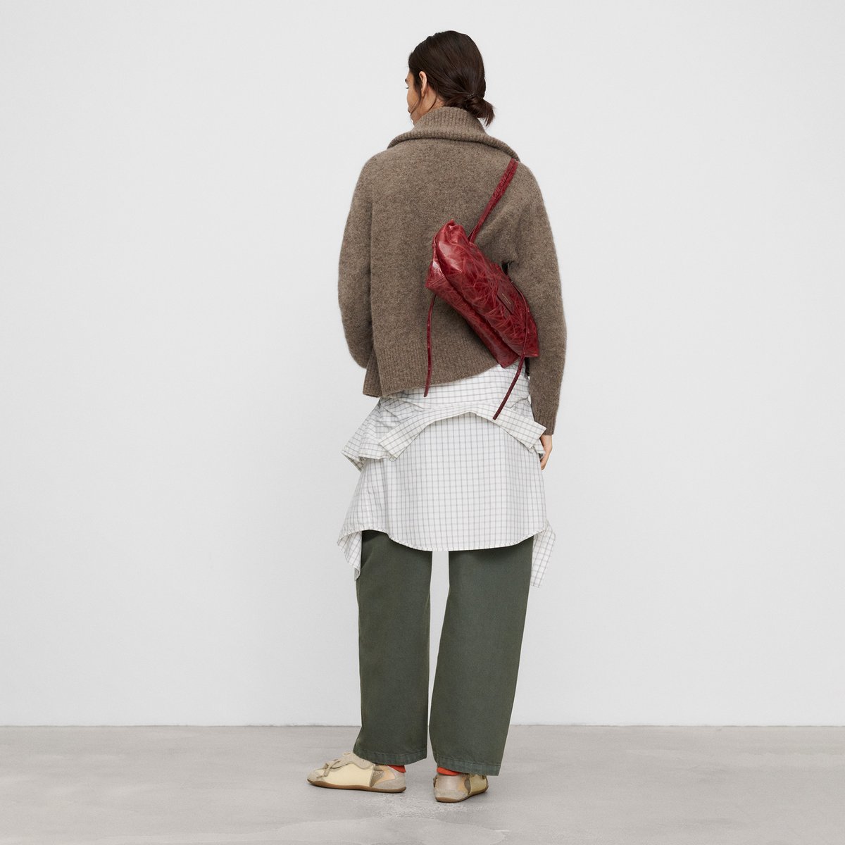 Veste avec alpaga à large col roulé taupe, ADOLFO DOMINGUEZ