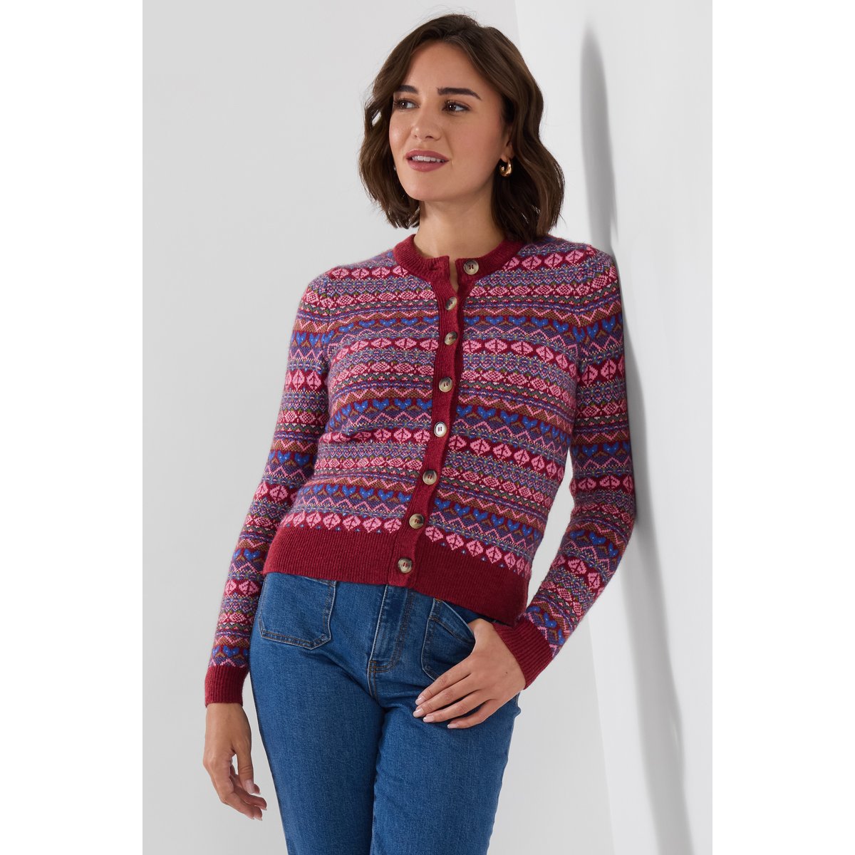 Cardigan Fair Isle Jours d'Automne rouge, JOE BROWNS