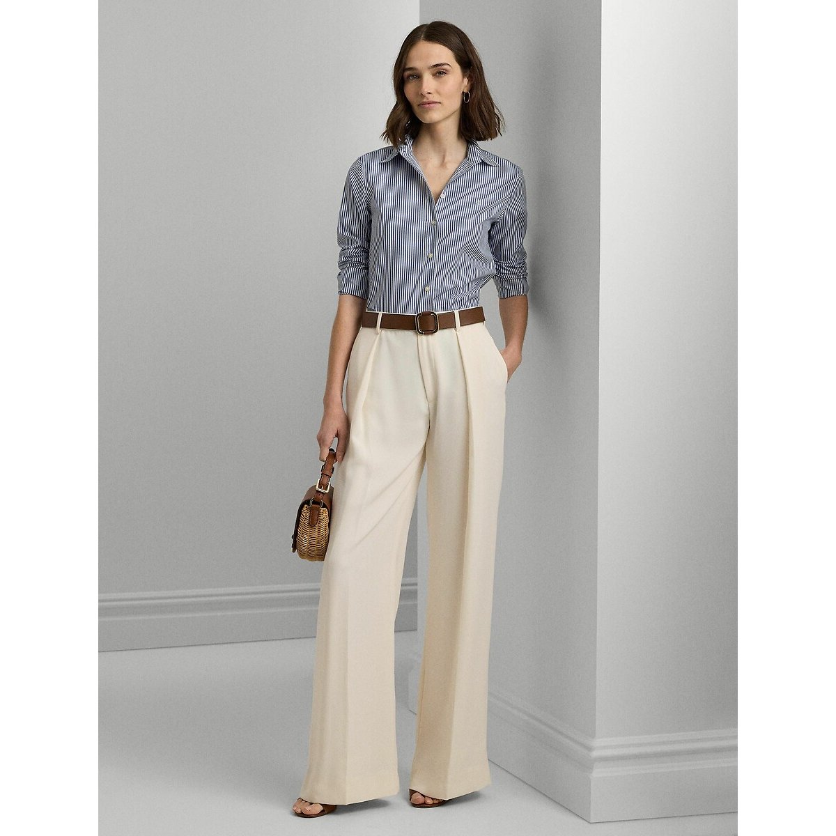 Chemise rayée manches longues bleu/blanc, LAUREN RALPH LAUREN