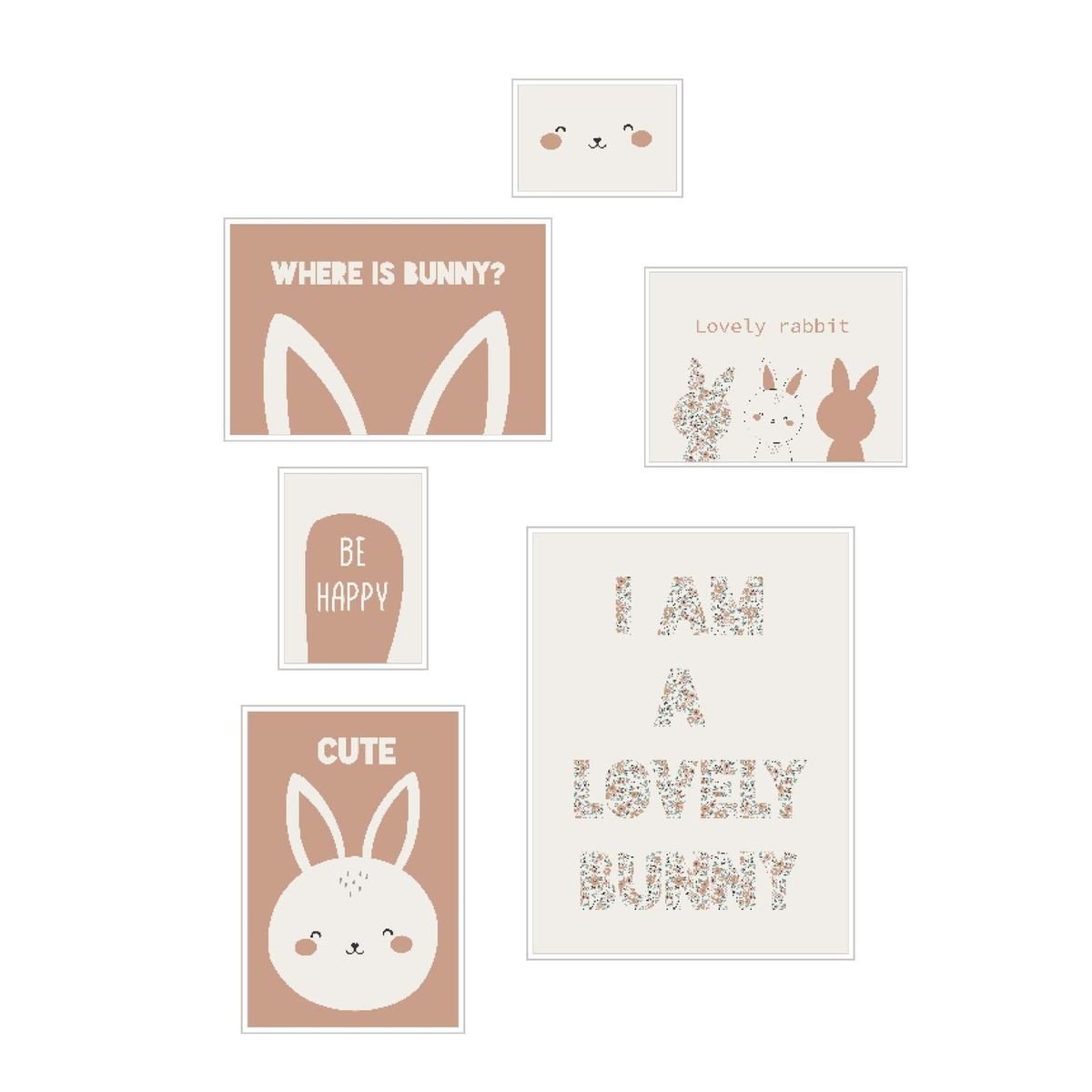 Lot 6 de cadres photos animalier bois FUNNY blanc, FACTORY