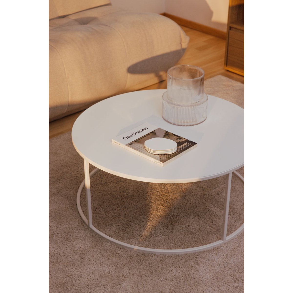 Table basse VESINA X - Blanc - Ø 80 - 45cm blanc, METALLBUDE