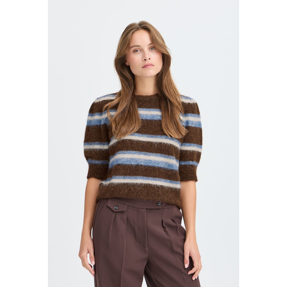 Manches à moitié marron potting soil mel. stripe, B.YOUNG