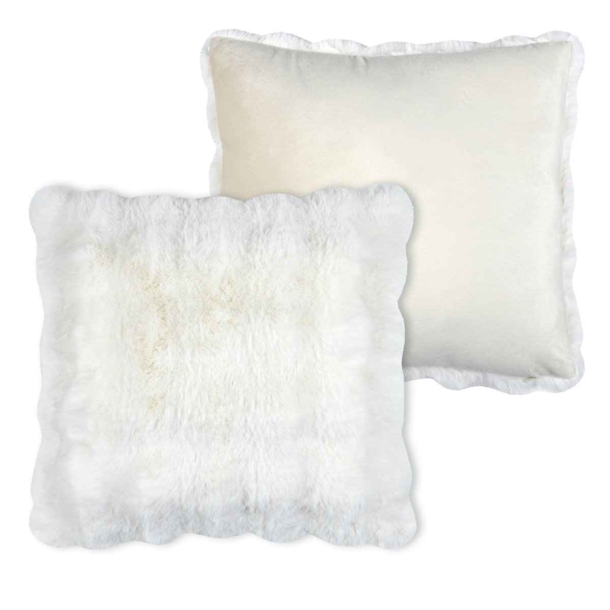 Coussin déhoussable imitation fourrure ecru, LOVELY CASA