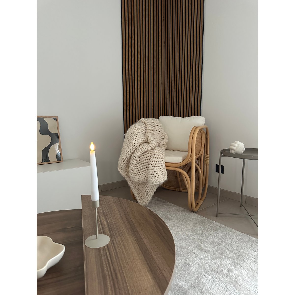 Fauteuil en rotin naturel et tissu, MOROTAI beige, NORDLYS