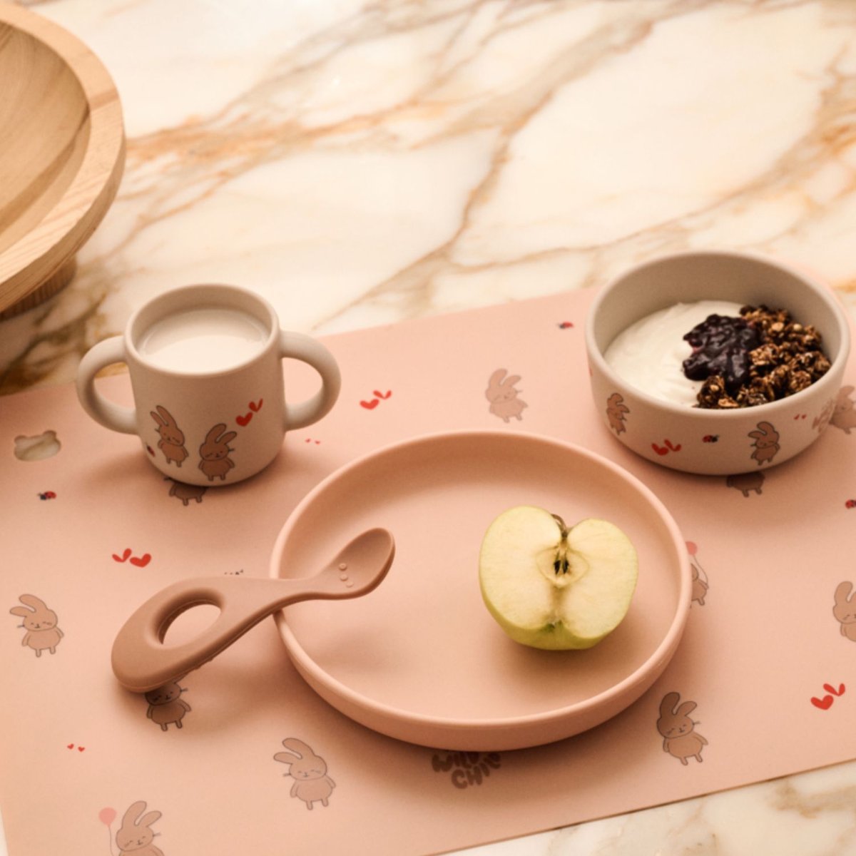 Coffret repas en silicone Vivi rose, écru, rouge, LIEWOOD