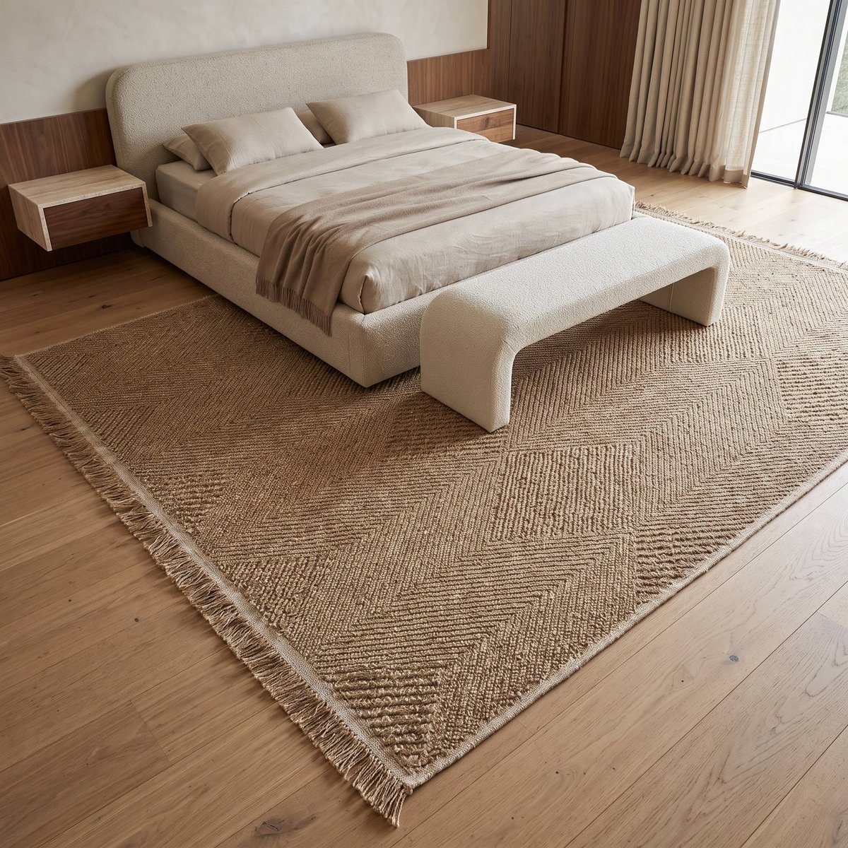 Tapis aspect jute intérieur extérieur losanges JUTA LOSANGE beige, THE DECO FACTORY