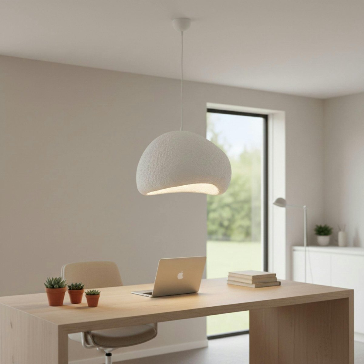 Suspension chambre blanche design organique 40 cm NOXIS blanc, PIER IMPORT