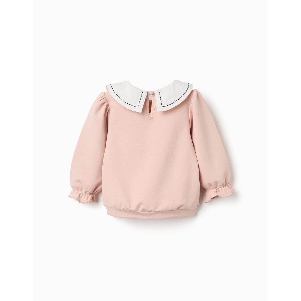 Sweat en coton avec col brodé rose clair, ZIPPY