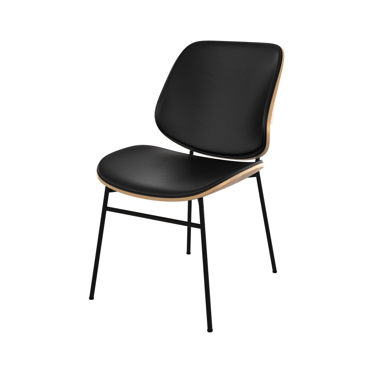 Chaise en bois, PU et pieds en métal - HECTOR noir et bois foncé, MAISON PAVANE
