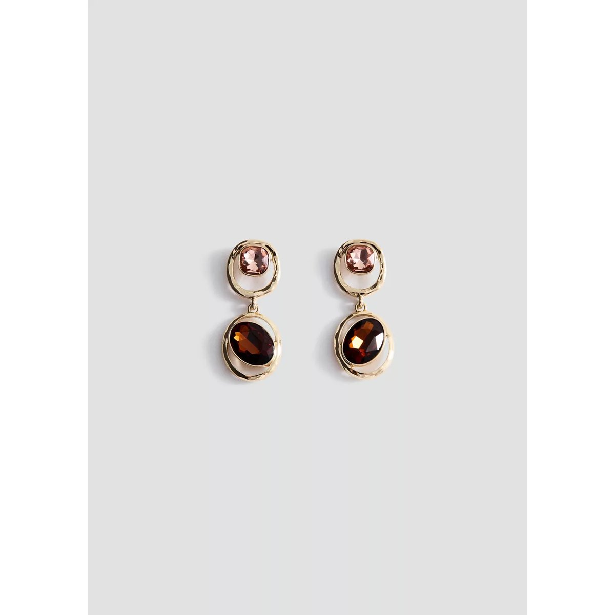 Boucles d'oreilles pendantes cristaux or, MANGO