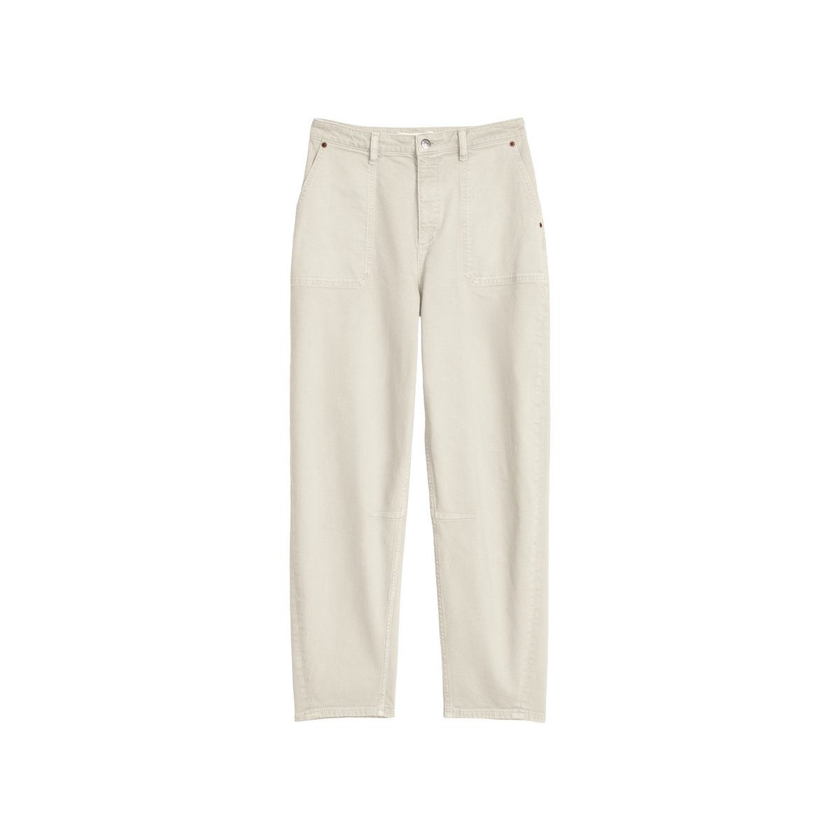 Pantalon modèle Lara barrel cropped en Organic Cotton Stretch nature, MARC O'POLO