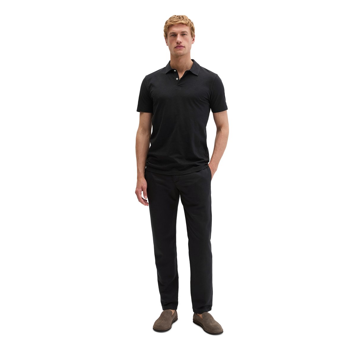 Polo Jersey slim en pur coton bio noir, MARC O'POLO