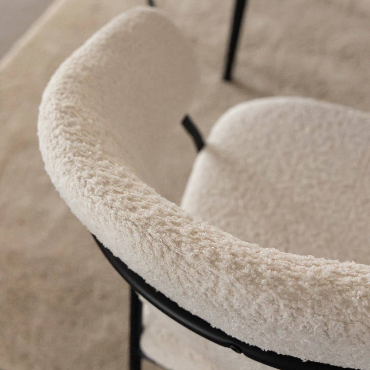 Lot de 2 chaises en tissu et métal KANOA blanc, MADE IN MEUBLES 