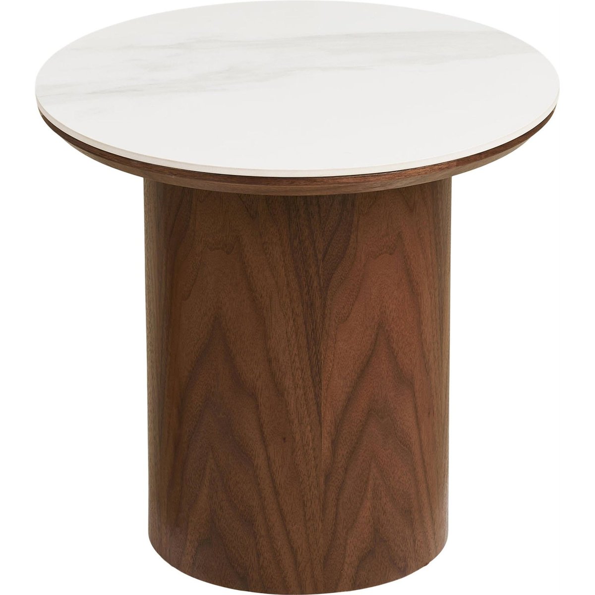 Table d'appoint ronde noyer et céramique NOLI noyer et blanc céramique, RECOLLECTION