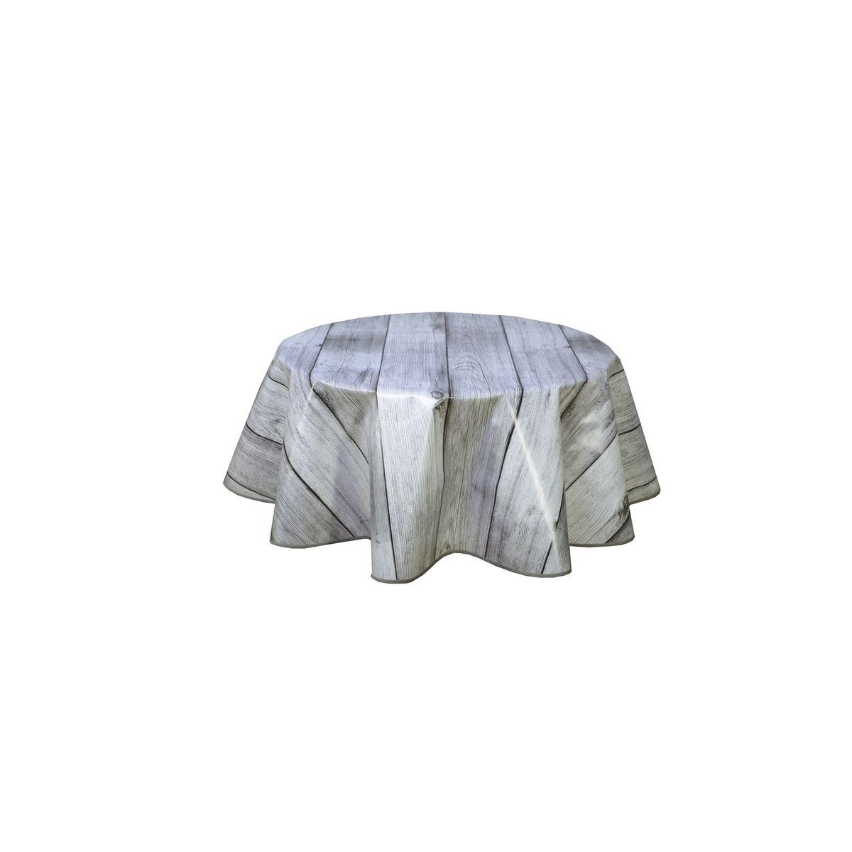 Nappe en toile cirée ronde effet bois PLANCHE gris, TOILINUX