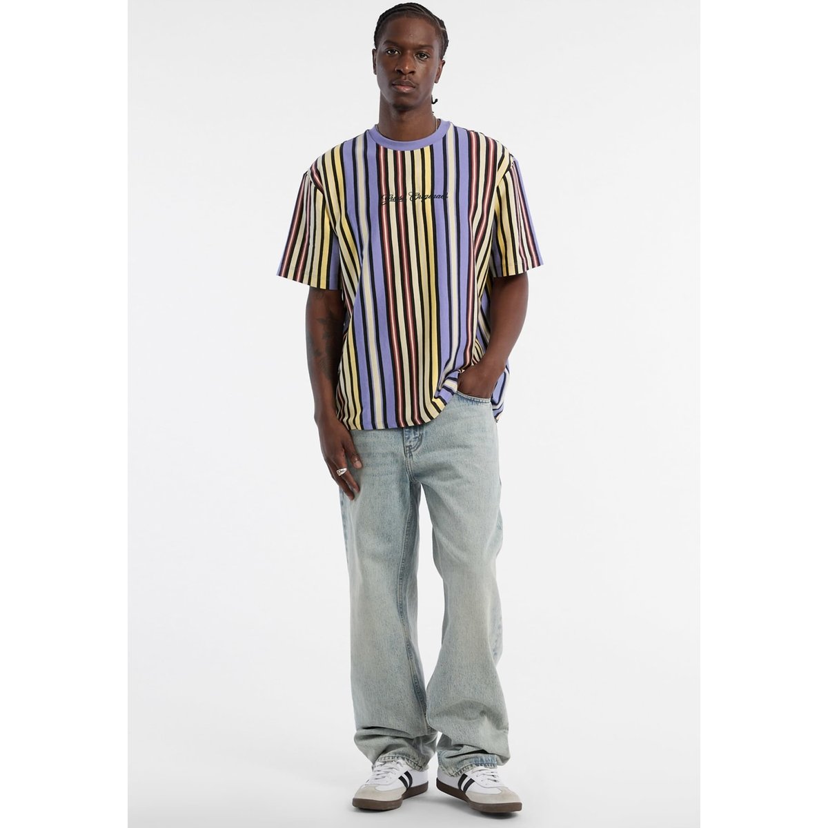 T-Shirt À Rayures lilas, GUESS
